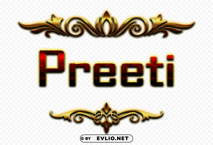 preeti decorative name Isolated Character with Clear Background PNG