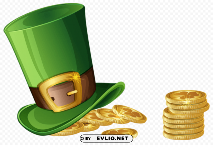 st patricks day hat and coins transparent PNG graphics for free
