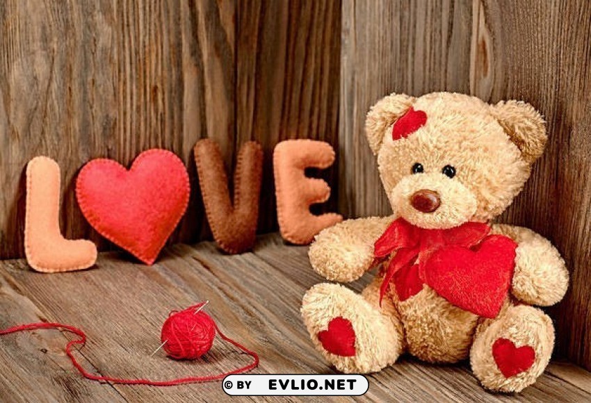 Valentineswith Love And Teddy Bear PNG For Business Use