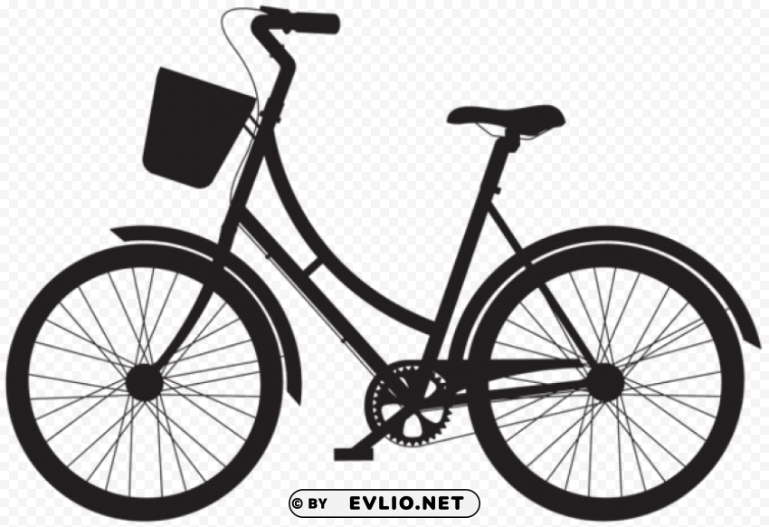 bicycle with basket silhouette Clean Background Isolated PNG Graphic Detail