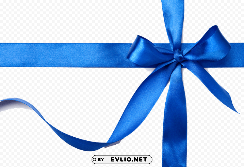 Blue Gift Ribbon Transparent Background PNG Object Isolation