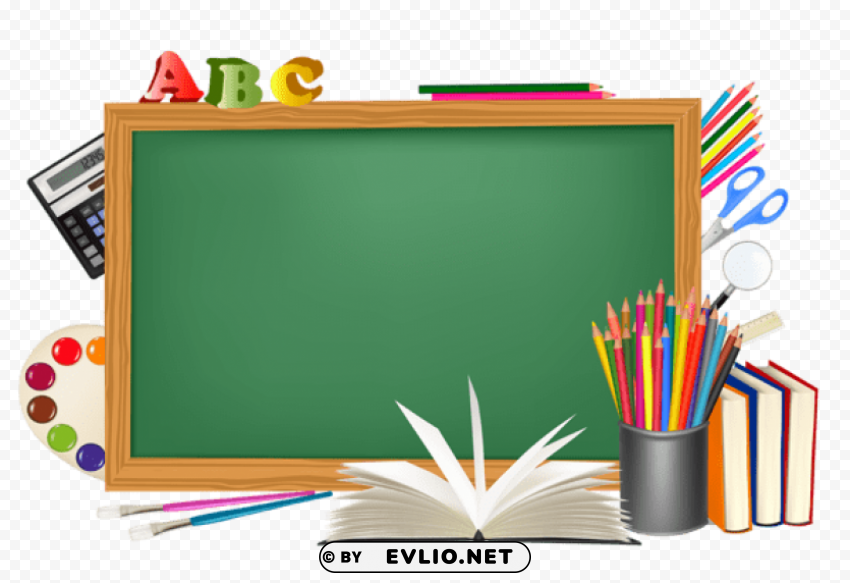 green school board and decors Isolated Graphic on HighQuality PNG