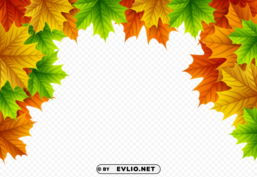 autumn leaves decorative top border PNG Image with Transparent Isolation