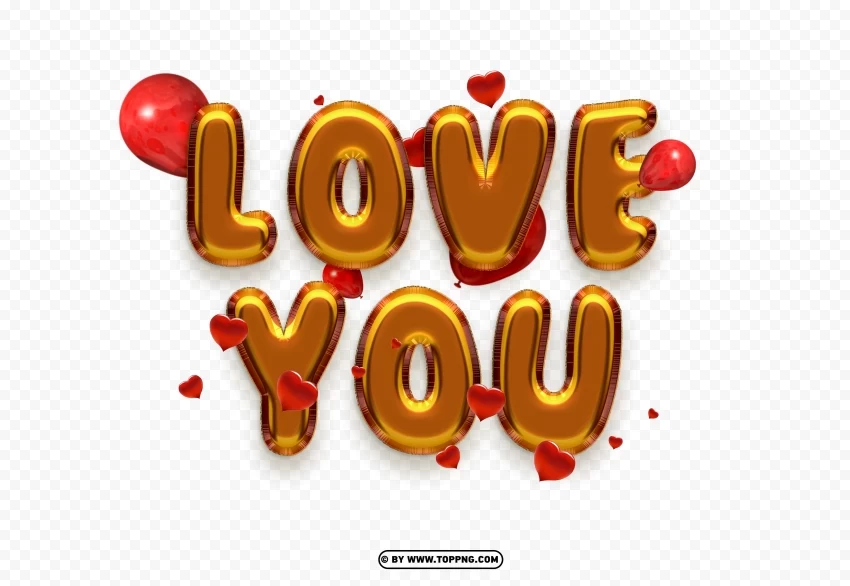 3d Gold Love You Images Free Download Isolated Item On Transparent PNG Format