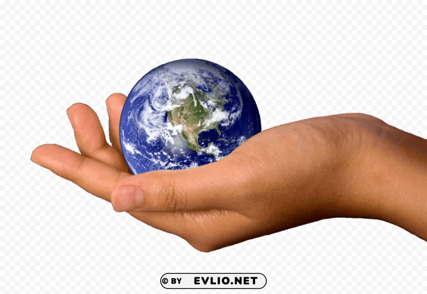 hand holding earth CleanCut Background Isolated PNG Graphic