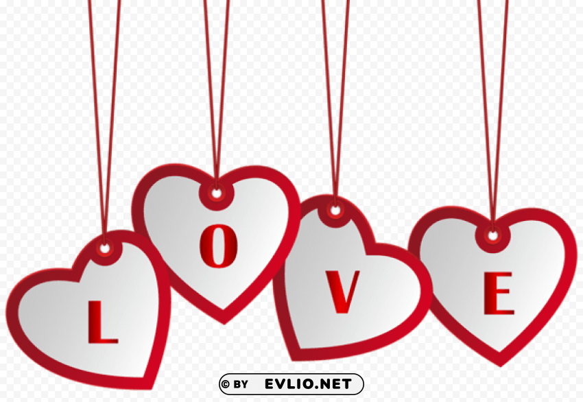 hanging love hearts Isolated Icon in Transparent PNG Format