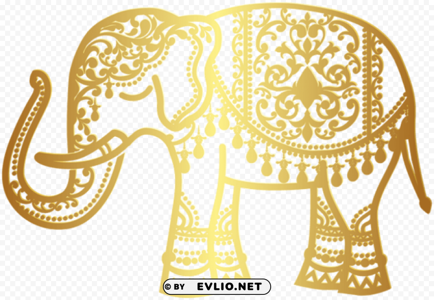 decorative gold indian elephant PNG files with transparent canvas collection