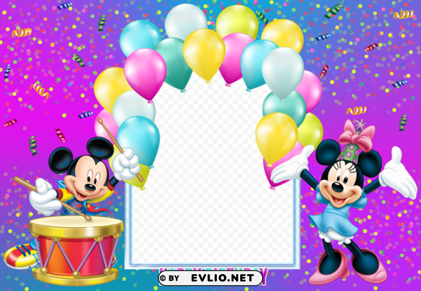 happy birthday mickey mouse transparent kids frame PNG files with no backdrop wide compilation