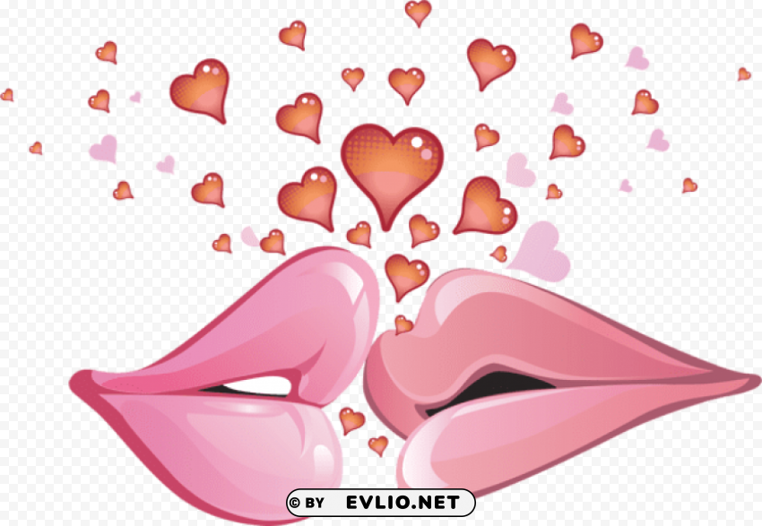 lips and hearts PNG Graphic Isolated on Clear Background