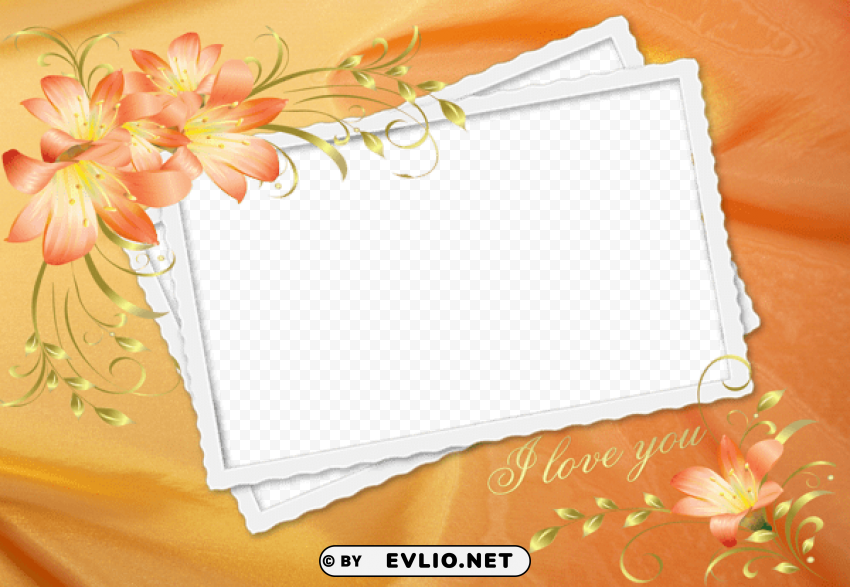 orange and yellow flowers frame i love you PNG images with alpha transparency wide collection