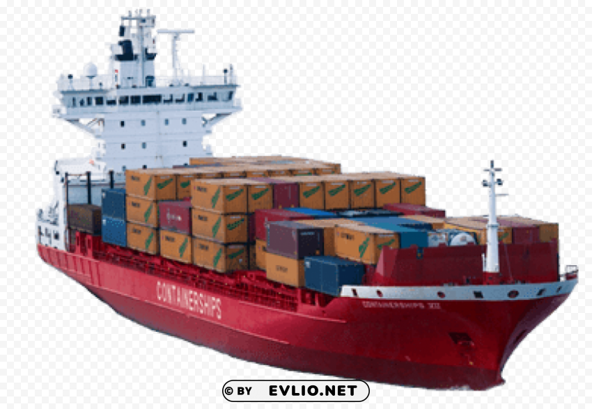 container ship PNG with transparent backdrop