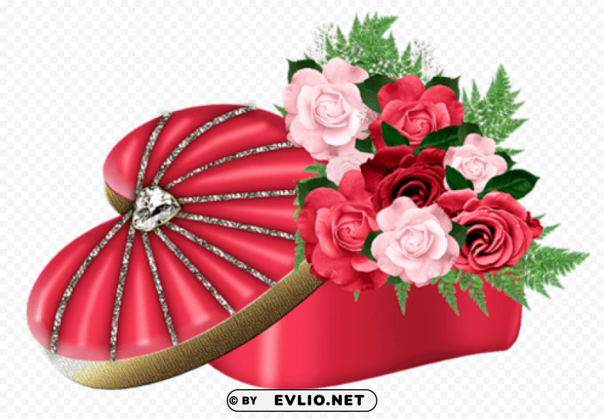 heart box with rosespicture PNG with clear background extensive compilation