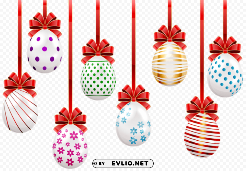 easter hanging eggs transparent Clear Background Isolated PNG Illustration