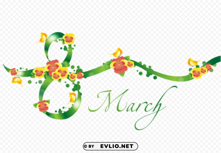 green 8 march text decor Images in PNG format with transparency