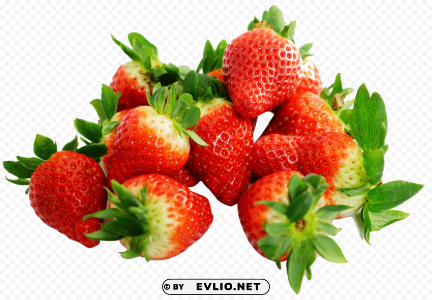 strawberries with leaf Isolated Item on Clear Transparent PNG