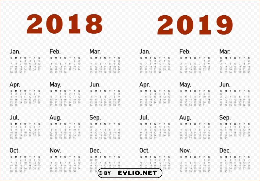 2018 2019 calendar s Free download PNG with alpha channel