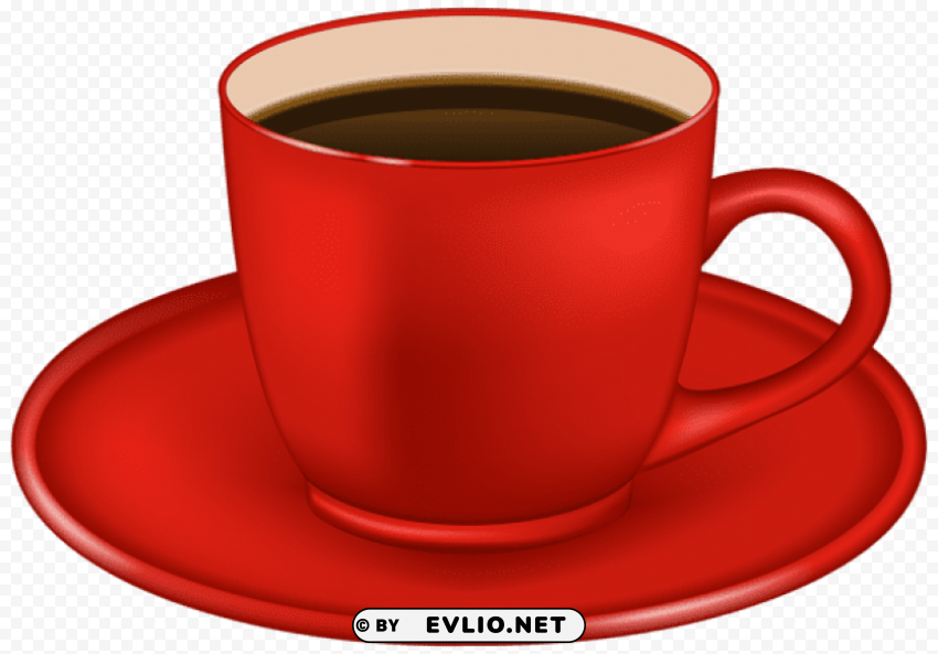 red coffee cup Clean Background Isolated PNG Graphic