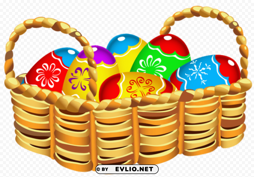 square basket with easter eggs PNG Graphic with Isolated Design