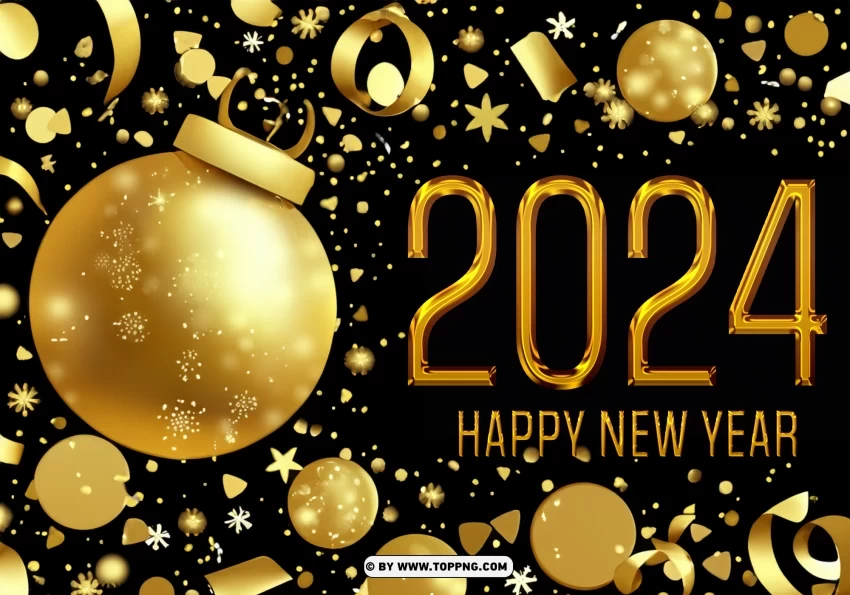 2024 Gold Card Design for Happy New Year HD Image PNG files with no royalties