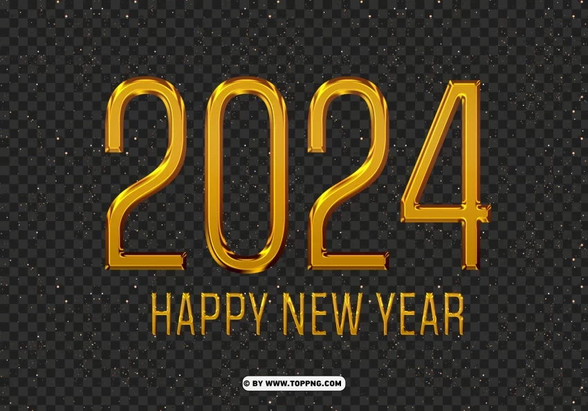 Elegant HD Design Gold New Year 2024 Card PNG files with no background free