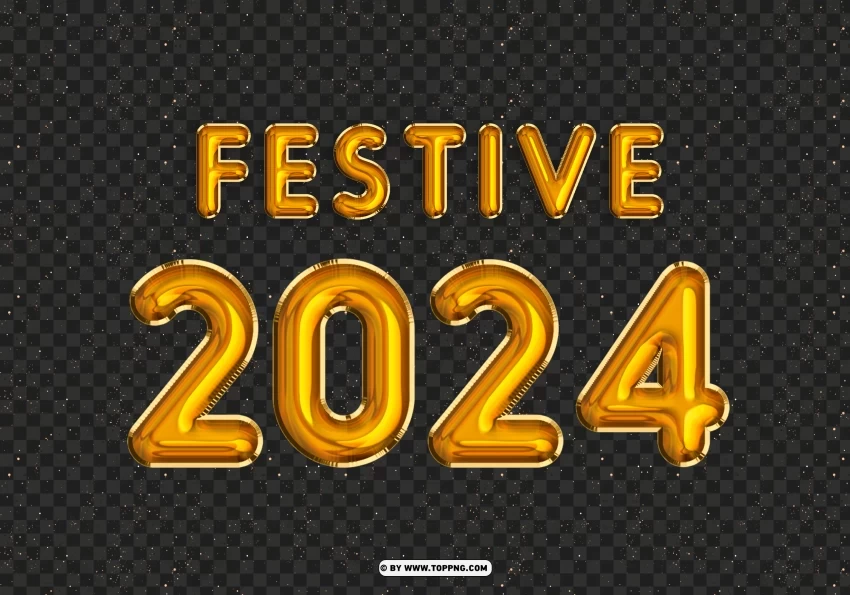 Festive Gold Yellow Balloons for 2024 in HD PNG for blog use