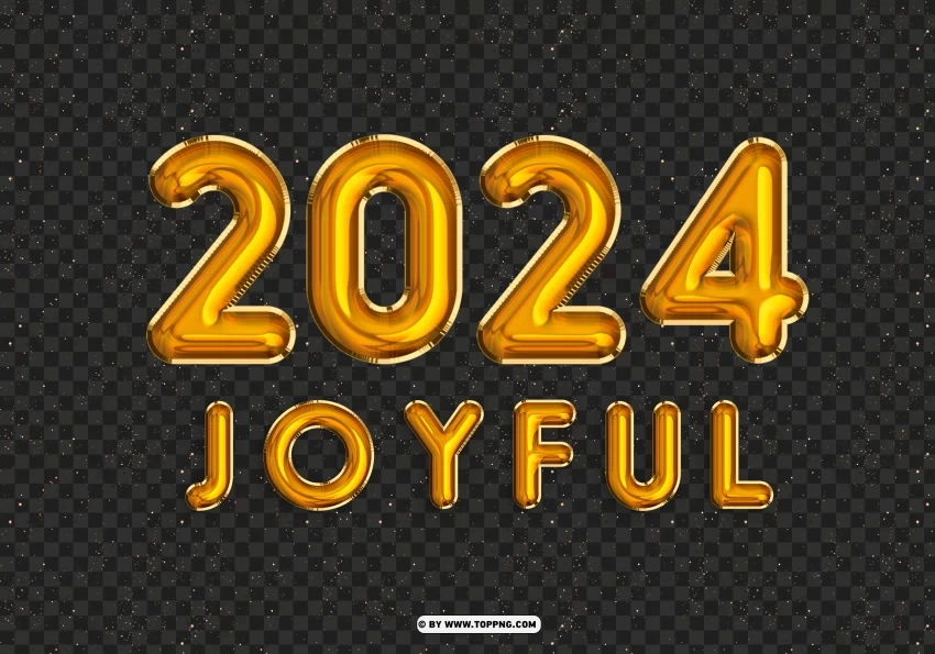 HD Yellow Gold Joyful 2024 Balloons PNG files with transparent elements wide collection