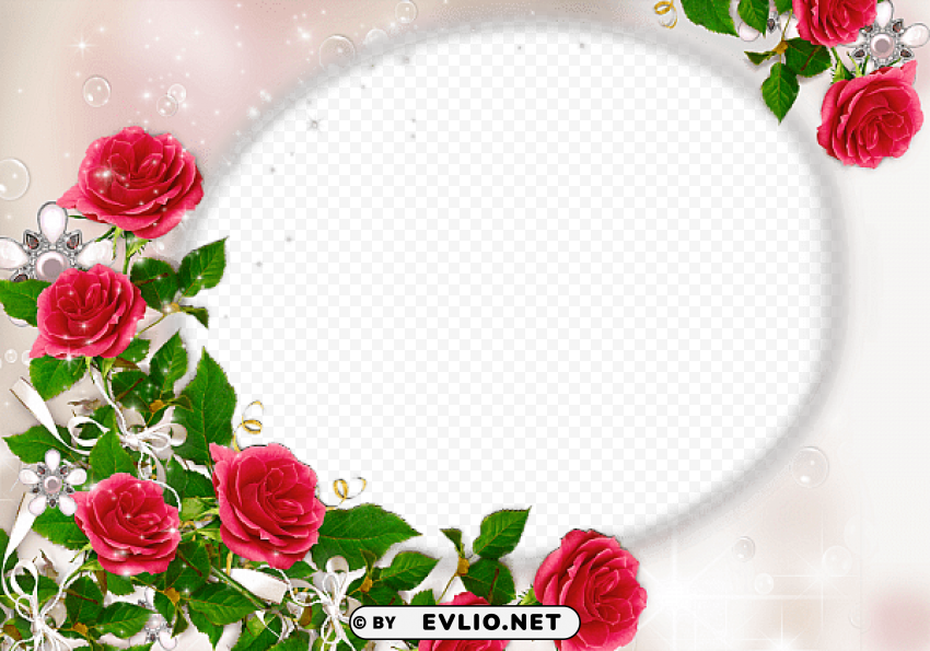 lovely frame with beautiful red roses PNG images with transparent space