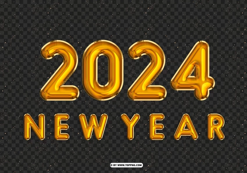 New Year 2024 Yellow Gold Balloon Image PNG files with transparent canvas collection
