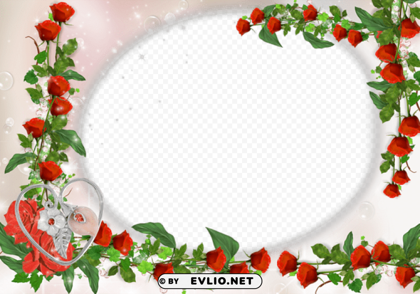 transparent frame with roses PNG images without BG