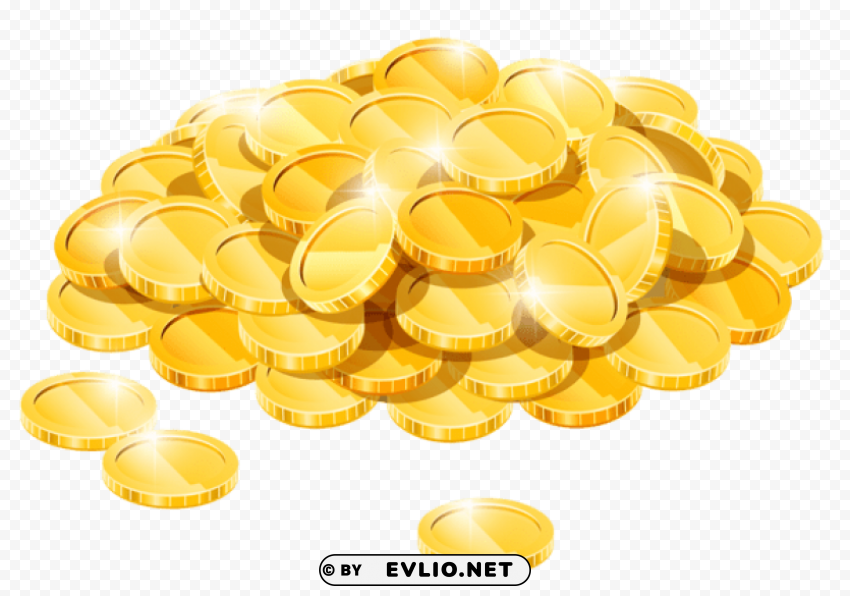 gold coins pile Transparent Background Isolated PNG Item