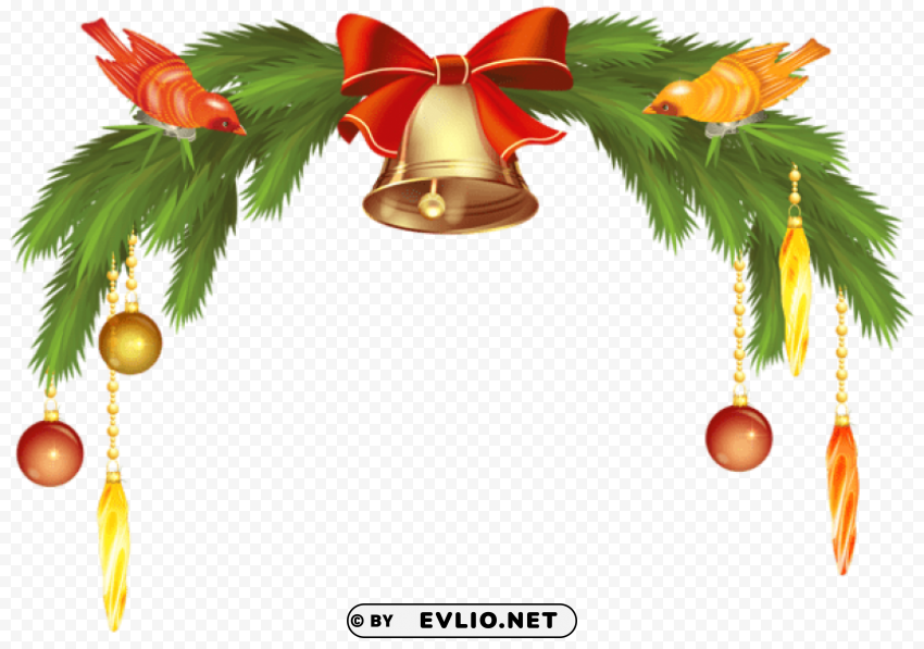 christmas bells with pine branch High-resolution transparent PNG images