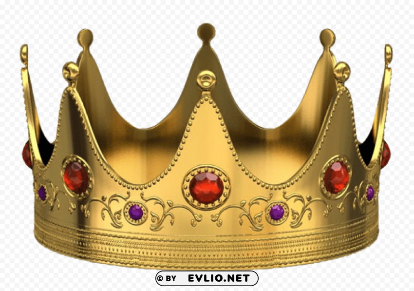 golden crown with red diamonds Transparent background PNG images selection