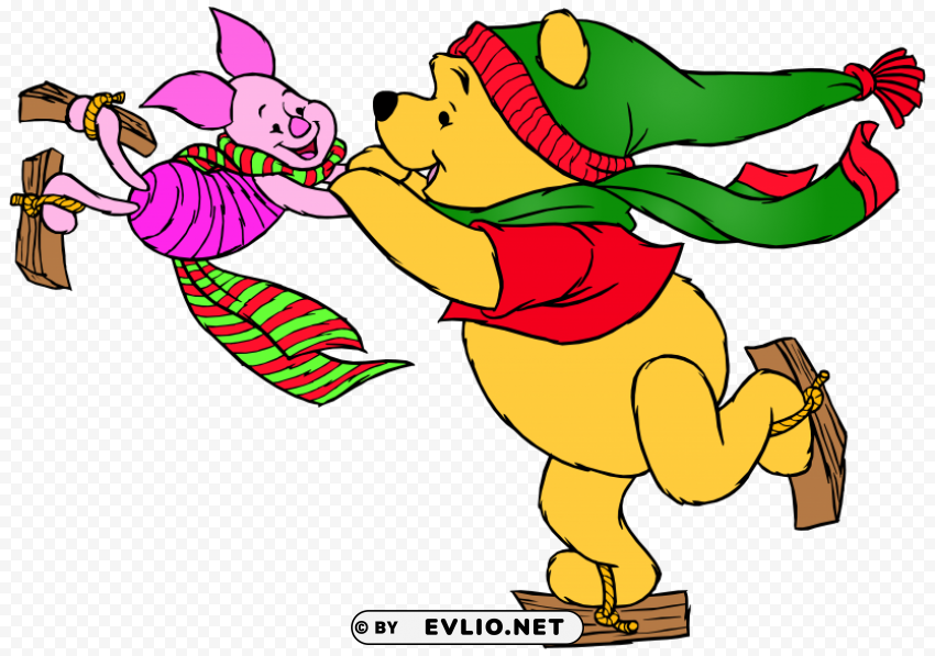 winnie the pooh and piglet skating HighQuality Transparent PNG Element