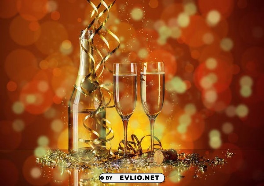 with champagne and glasses PNG images with alpha background