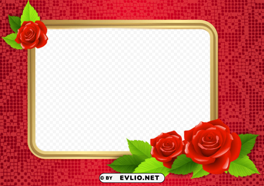 redframe with roses PNG photo with transparency