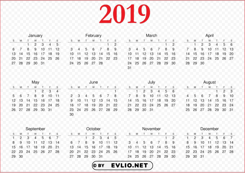 2019 calendar Free PNG file