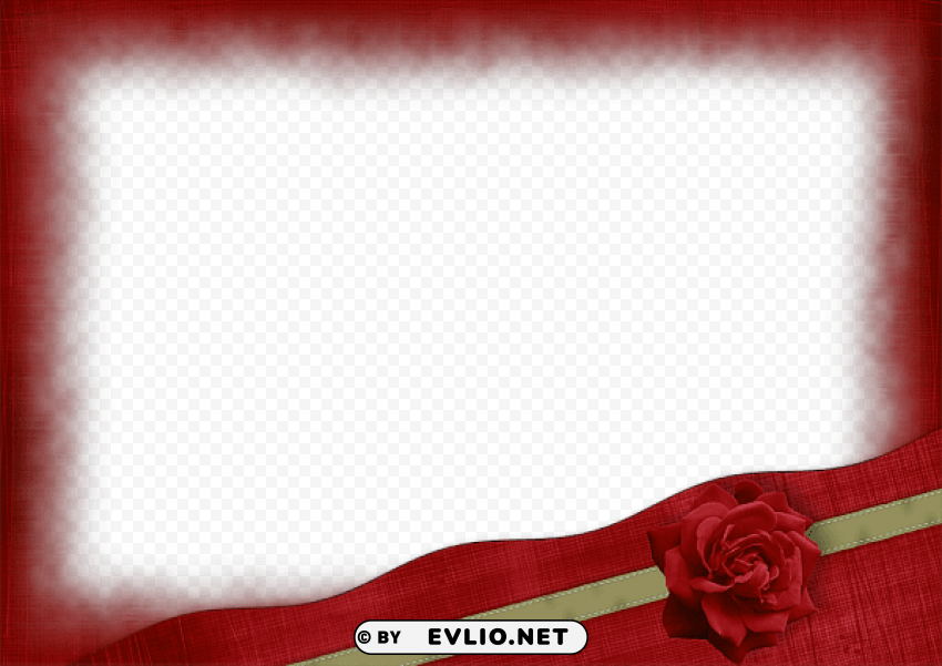 beautiful red transparent frame with gold ribbon and red rose PNG images without restrictions