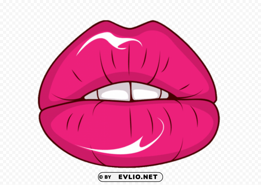 cartoon lips shiny Clear Background Isolated PNG Object
