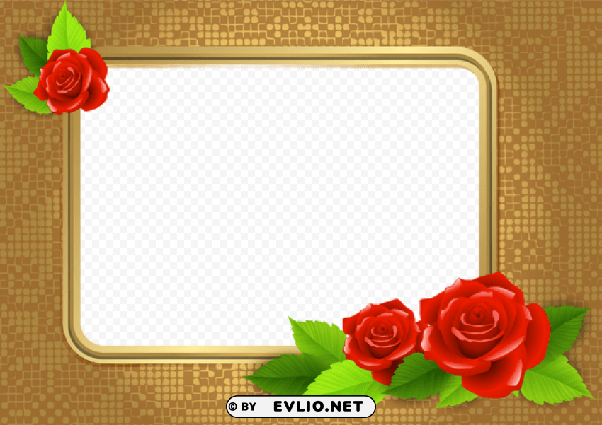 goldframe with roses PNG objects