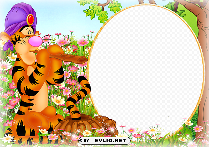 kids frame with tigger Isolated Artwork in HighResolution Transparent PNG
