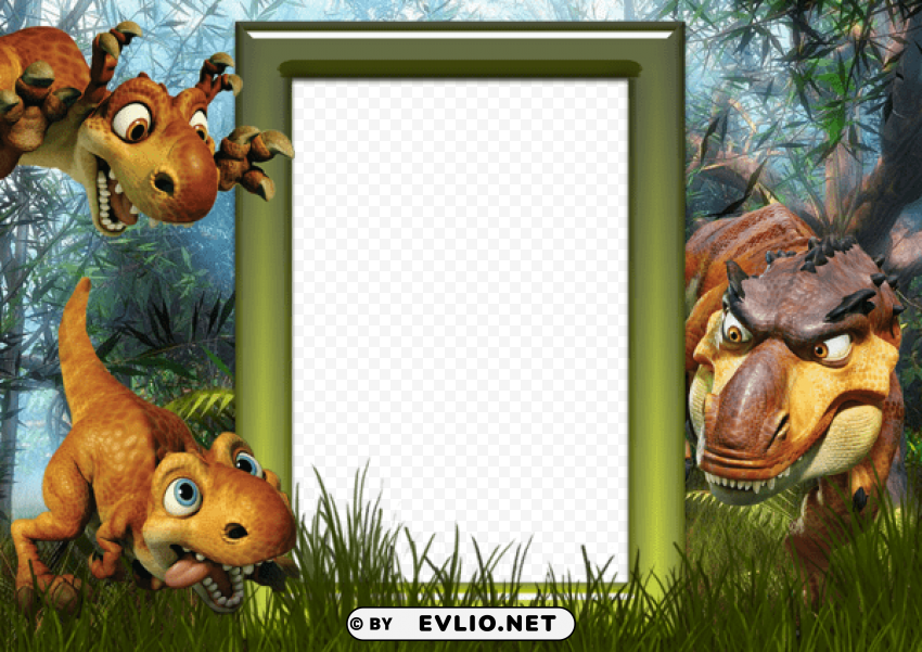kidsframe with dinosaurs PNG for social media