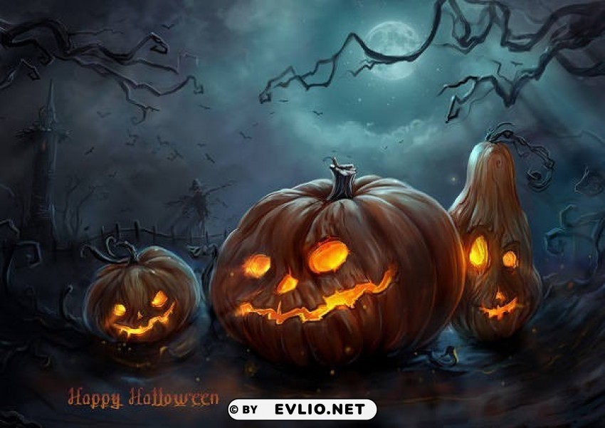 scary pumpkins PNG Graphic with Clear Isolation