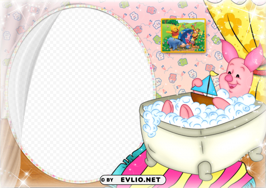 transparent kids frame with piglet winnie the pooh Clear PNG pictures free