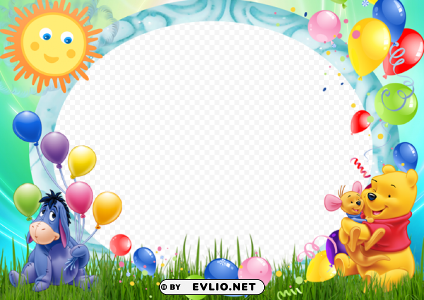 winnie the pooh with balloons kids frame High-resolution transparent PNG images variety