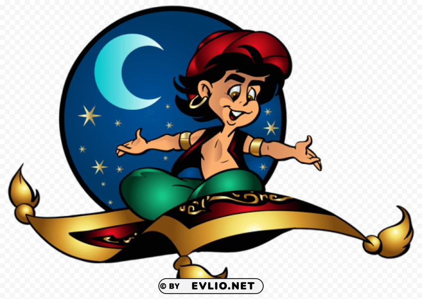 aladdin and flying carpet cartoon clip-art PNG Image Isolated with Transparent Clarity