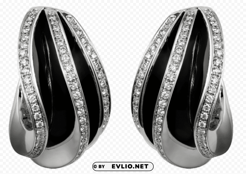 silver and black earrings with diamonds HighQuality Transparent PNG Isolated Graphic Element