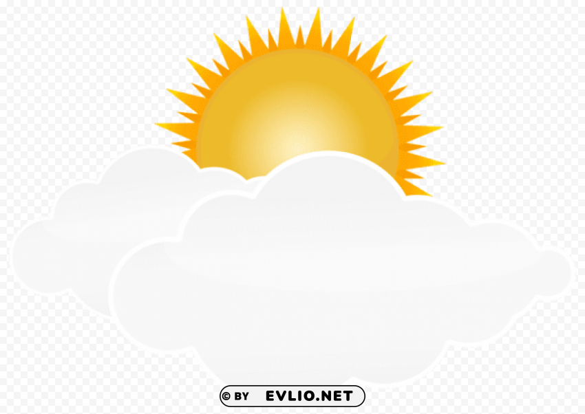 Sun With Clouds Isolated Artwork In HighResolution PNG