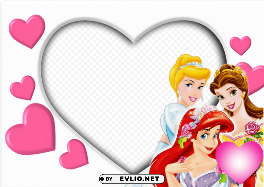 white kids transparent photo frame with princesses Free PNG images with alpha channel variety