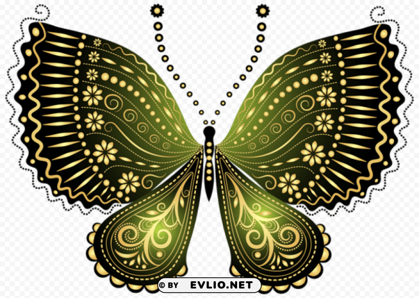 beautiful green decorative butterfly PNG images with no background needed