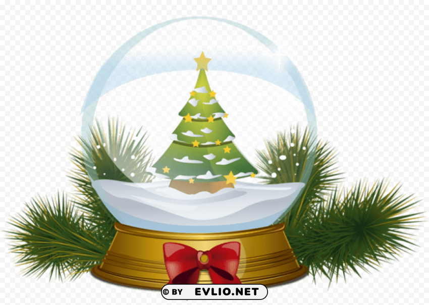 christmas tree snowglobe Transparent Background PNG Isolated Graphic